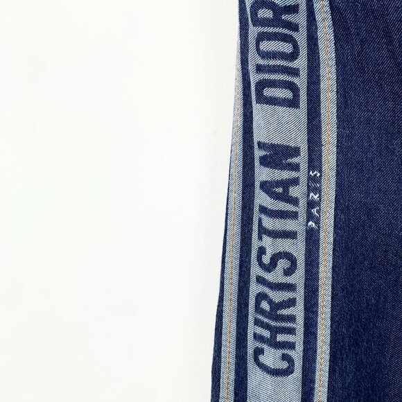 Christian Dior Paris Denim Wide-Leg Pants With Side Stripe & Drawstring Waist - Picture 5 of 7